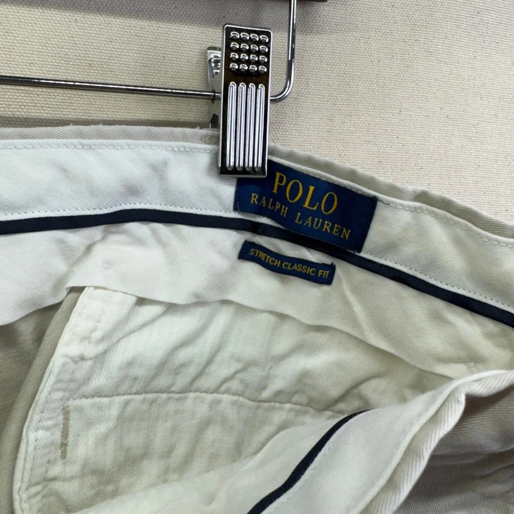 Polo Ralph Lauren Stretch Classic Fit Chinos 42/32 Tan Khaki‎ Preppy Classic